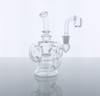  6" Mini Donut Recycler Dab Rig Clear Glass with 10mm Male 90 Degree 16mm Dia Banger 