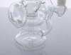  6" Mini Donut Recycler Dab Rig Clear Glass with 10mm Male 90 Degree 16mm Dia Banger 