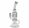 High Five 9" Clear FTK Recycler Glass Water Pipe: Cloud Cover Glass