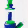 VapeBrat 11" 4 in 1 Silicone Glass Hybrid Water Pipe, Nectar Collector, & Mini Rig - Green, White & Blue 