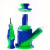 VapeBrat 11" 4 in 1 Silicone Glass Hybrid Water Pipe, Nectar Collector, & Mini Rig - Green, White & Blue 