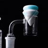 White Rhino Silicone Diamond Spinner Carb Cap: Wax Jar + Terp Pearl - Glow Green and White