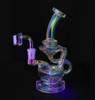 VapeBrat Dab Kit with Rig: Iridescent Glass Recycler Dab Rig with Dab Rig Accessories 