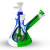 6" Silicone Glass Hybrid Beaker Bottom Water Pipe - Blue White and Green