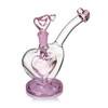 pink mini dab rig bubbler for wax with hearts