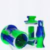 VapeBrat 11" 4 in 1 Silicone Glass Hybrid Water Pipe, Nectar Collector, & Mini Rig - Green, White & Blue 