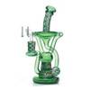 8" Wig Wag Glass Recycler Dab Rig: Green with 3 Tubes
