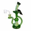8" Wig Wag Glass Recycler Dab Rig: Green with 3 Tubes