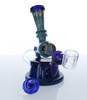  8" Blue Recycler Galaxy Marble Rig with 14mm Male Thermal Banger and Carb Cap 