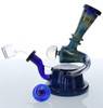  8" Blue Recycler Galaxy Marble Rig with 14mm Male Thermal Banger and Carb Cap 