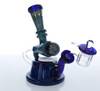  8" Blue Recycler Galaxy Marble Rig with 14mm Male Thermal Banger and Carb Cap 