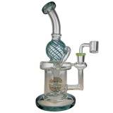 On Point Glass 9" Color Swirl Recycler Water Pipe with 14mm Banger Kit Attribute