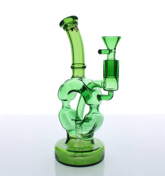 Topoo 7" Green Donut Recycler Dab Rig / Bong 