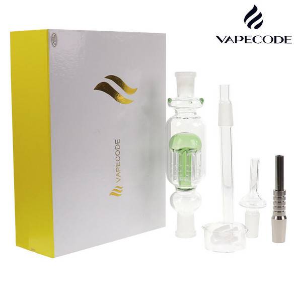  Nectar Collector Kit VapeCode 8 Arm Tree Perc with Titanium / Quartz 14mm Nail - Green 