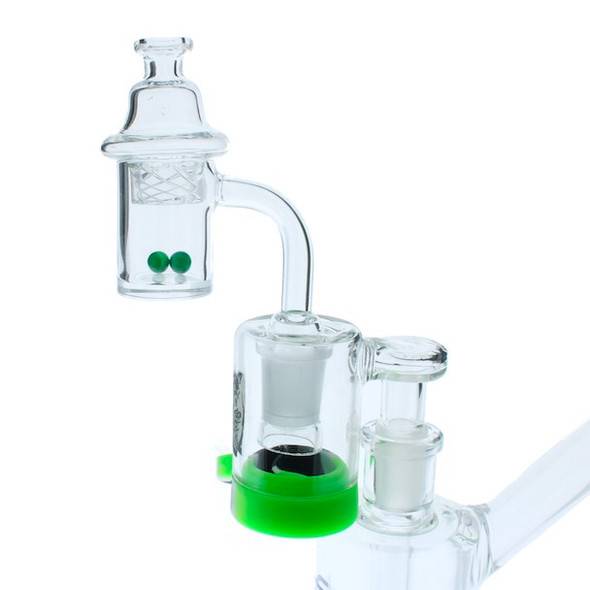 Reclaim Catcher Beveled Banger Combo Kit 90 Degree 14mm Female with Terp Pearls and Bubble Cap