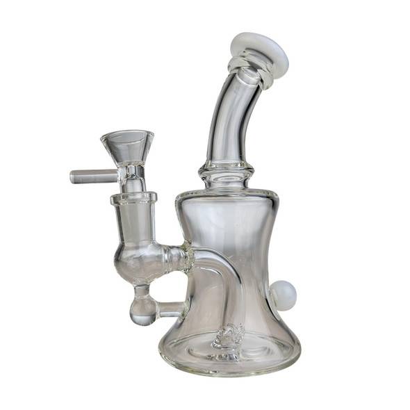  6" Glass Water Pipe Banger Hanger Dab Rig / Bong - White 