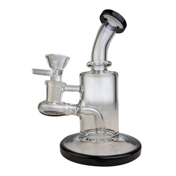  6" Glass Water Pipe Straight Base Dab Rig / Bong - Black 