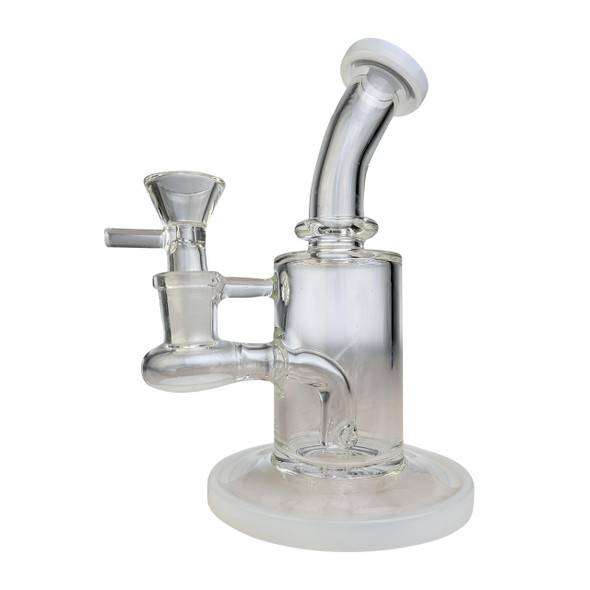  6" Glass Water Pipe Straight Base Dab Rig / Bong - White 