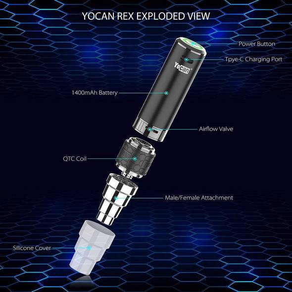 YoCan Yocan Rex: Mini Portable Enail Dab Vaporizer Kit (Black) 