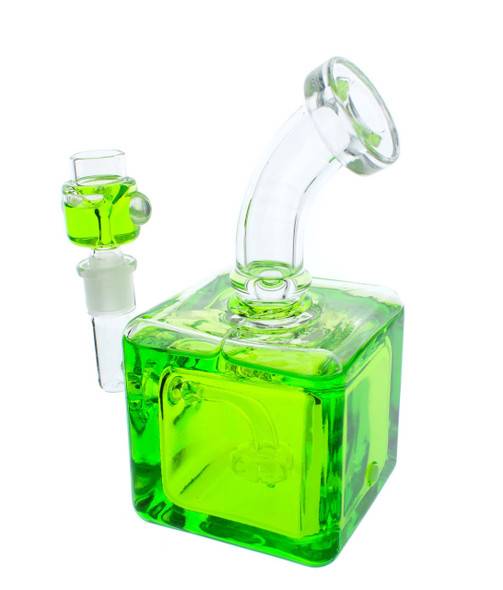  Frozen Bong - 8" Freezable Glycerin Bong Cube Green 