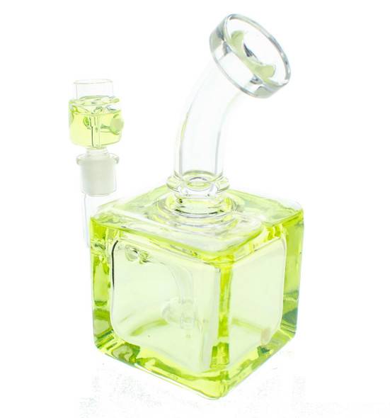  Frozen Bong - 8" Freezable Glycerin Bong Cube Yellow 