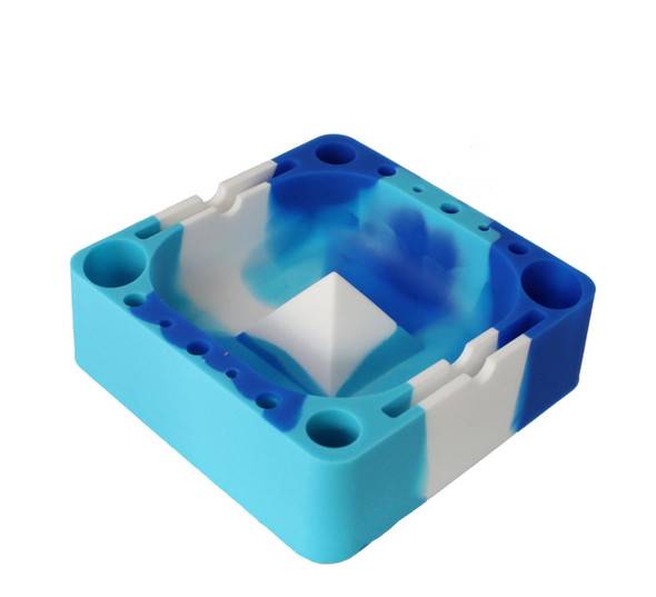  Square Silicone Dab Station - Blue, Teal, Grey, and White 