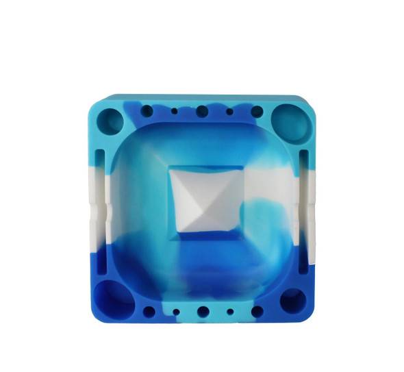  Square Silicone Dab Station - Blue, Teal, Grey, and White 