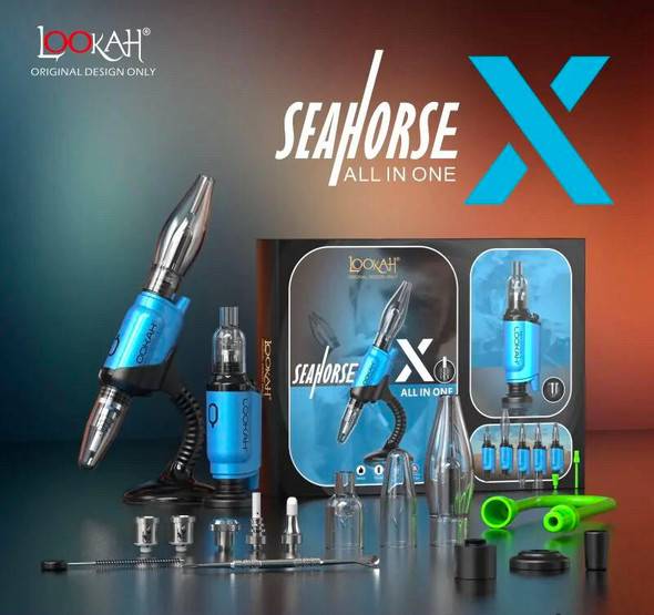  Lookah Seahorse X Blue 3 in 1: E-Nectar Collector, Wax Pen, and Portable E-Nail 