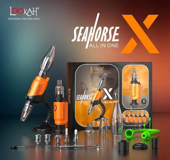 Lookah Seahorse X Orange 3 in 1: E-Nectar Collector, Wax Pen, and Portable E-Nail 