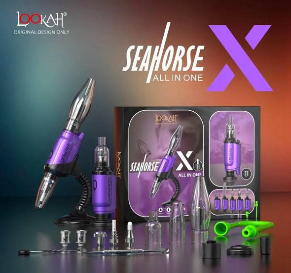  Lookah Seahorse X Purple 3 in 1: E-Nectar Collector, Wax Pen, and Portable E-Nail 