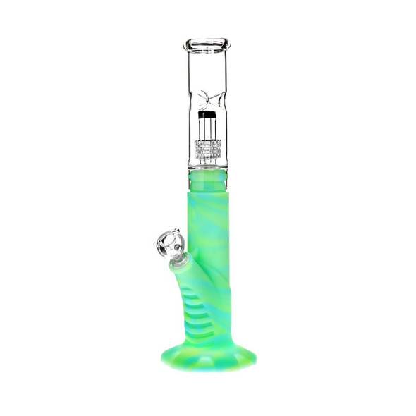  15" Indestructible Silicone Glass Hybrid Bong with Matrix Percolator Glow in the Dark 