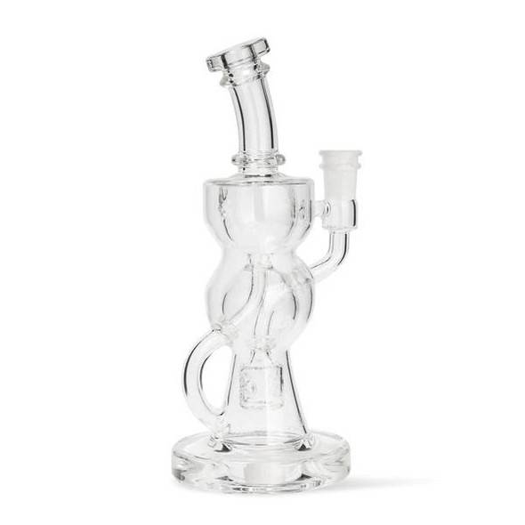 High Five 9" Clear FTK Recycler Glass Water Pipe: Cloud Cover Glass