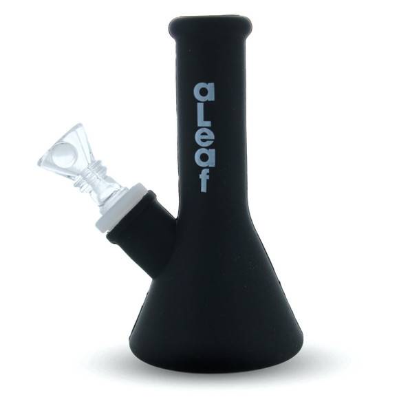 aLeaf 5" Mini Silicone Rig Heavy Duty Indestructible Water Pipe: Black 