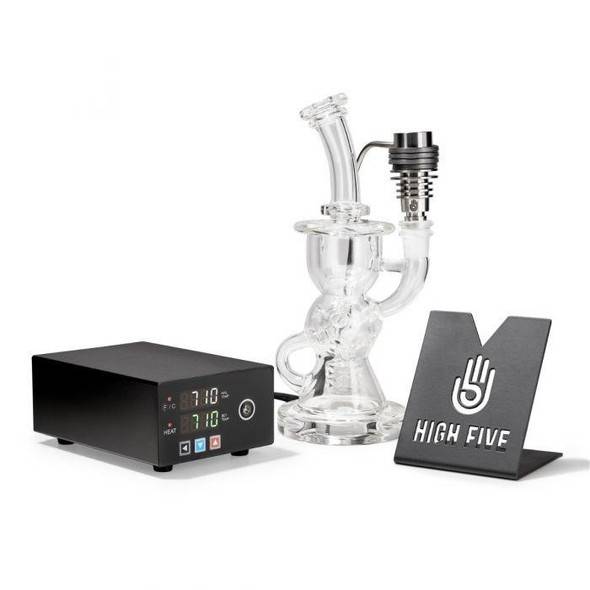 High Five Micro E-Nail Starter Kit: Cloud Cover FTK Recycler Rig with Titanium Nail Dab Kit