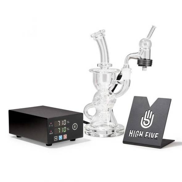 High Five Micro E-Nail Starter Kit: Cloud Cover FTK Recycler Rig with 25mm Quartz E-Banger Bucket Dab Kit