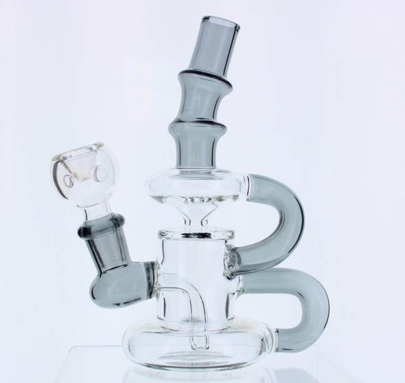  6" Mini Klein Recycler Dab Rig with 14mm Male 90 Degree Banger 25mm Dia - Gray 