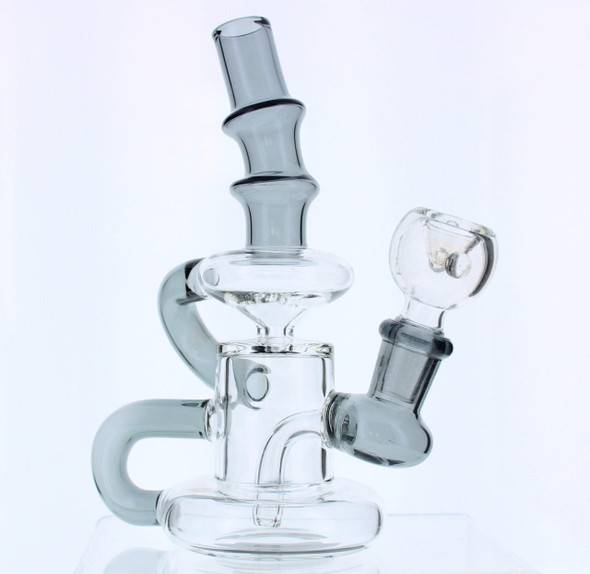  6" Mini Klein Recycler Dab Rig with 14mm Male 90 Degree Banger 25mm Dia - Gray 