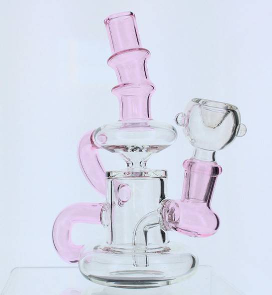  6" Mini Klein Recycler Dab Rig with 14mm Male 90 Degree Banger 25mm Dia - Pink 