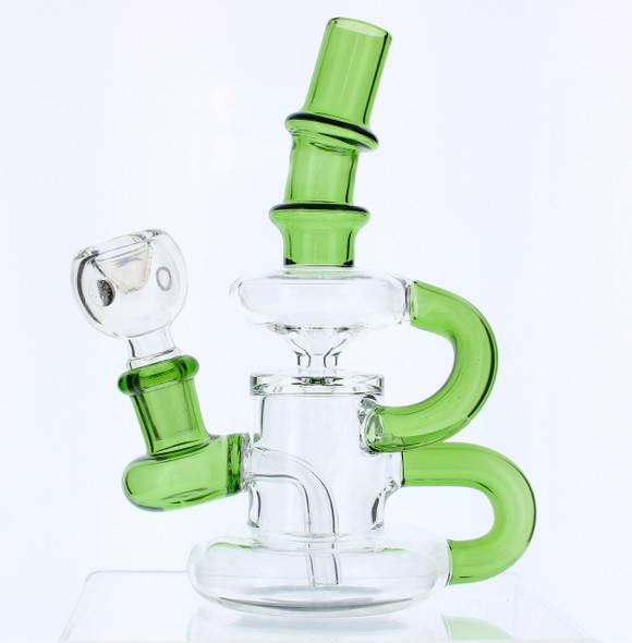  6" Mini Klein Recycler Dab Rig with 14mm Male 90 Degree Banger 25mm Dia - Green 