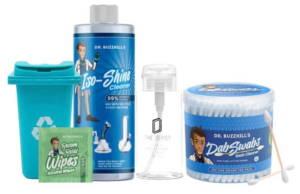 Enail Dab Cleaning Kit - Intro: ISO Basin, 200 Cotton Swabs, Iso-Shine Cleaner, Trash Bin Storage and Terp Wipes