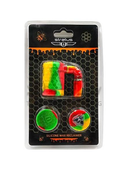 Stratus Silicone Reclaim Catcher: 14mm Male 90 Degree - HoneyComb Bee Rasta 