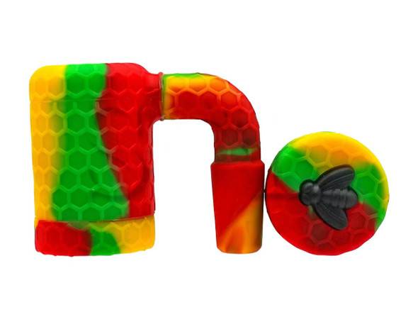 Stratus Silicone Reclaim Catcher: 14mm Male 90 Degree - HoneyComb Bee Rasta 