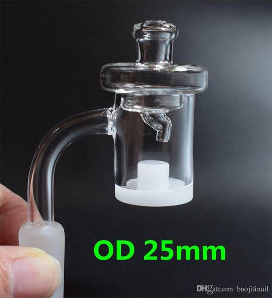  4mm Opaque Bottom Honey Bucket Quartz Banger 14mm Female 90 Degree with UFO Carb Cap 