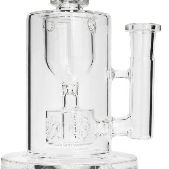 High Five 9" Clear Torus Incycler Glass Water Pipe: Cloud Cover Glass 