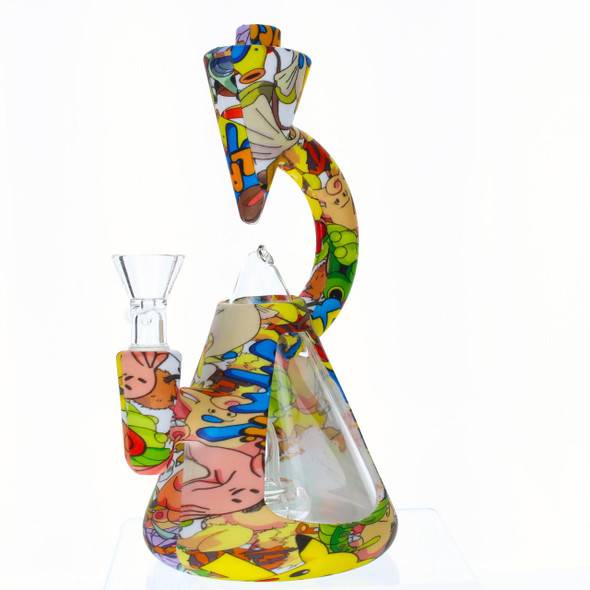  7" Bounce Microscope Glass Silicone Hybrid Bong Dab Rig - Pokemon 