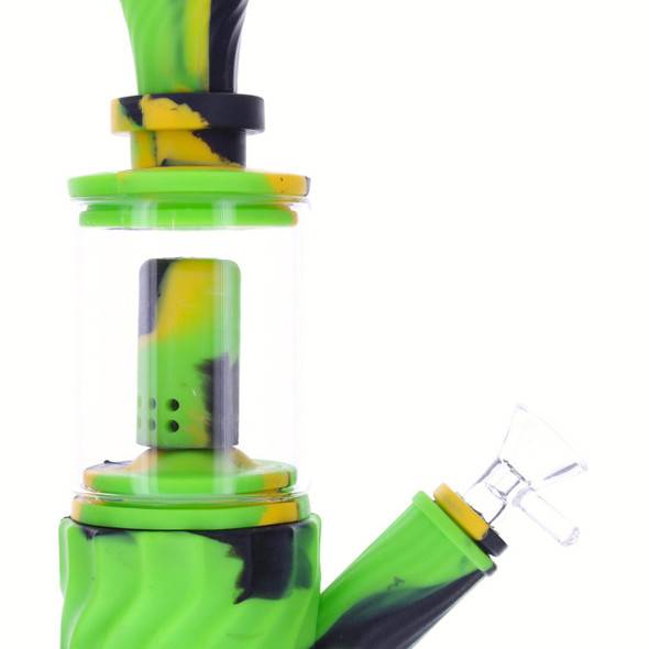 VapeBrat 11" 4 in 1 Silicone Glass Hybrid Water Pipe, Nectar Collector, & Mini Rig - Camo 