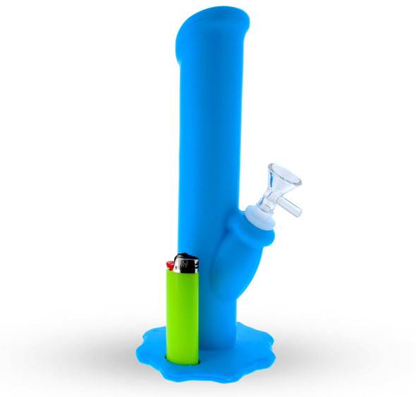  10" Neon Blue Silicone Bong with Ice Catcher 