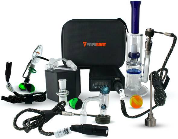  VapeBrat Quatro Enail - Terp Slurper Enail, Titanium Enail, Quartz Bucket Banger Enail, and Nectar Collector Enail Kit 