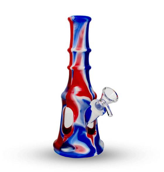  8" Red, White, and Blue Liberty Bell Hybrid Glass Silicone Bong 