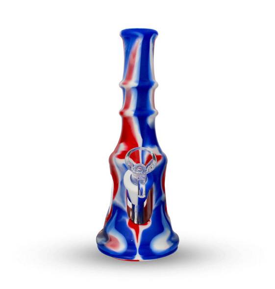  8" Red, White, and Blue Liberty Bell Hybrid Glass Silicone Bong 